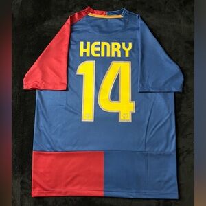 Henry #14 Retro 2008 Jersey Barcelona soccer blue 2009